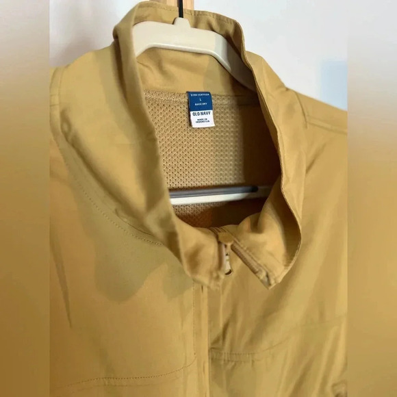 OLD NAVY Loose Stretch Tech Cinched-Waist Crop Jacket Zip-Up Mustard Size Large - Picture 4 of 10